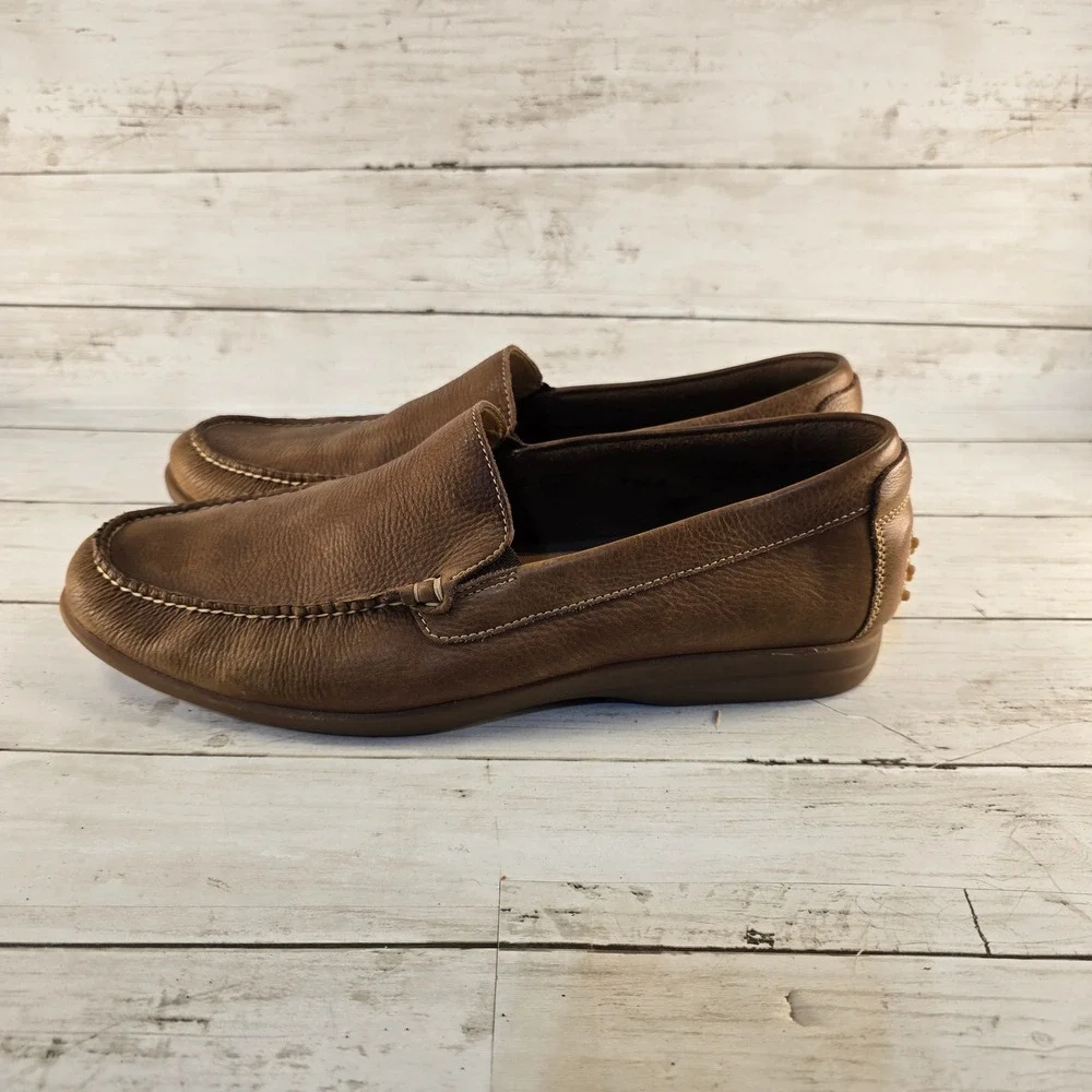 Johnston & Murphy Mens Brown Sheepskin Leather Driving Loafers Slip On Shoes